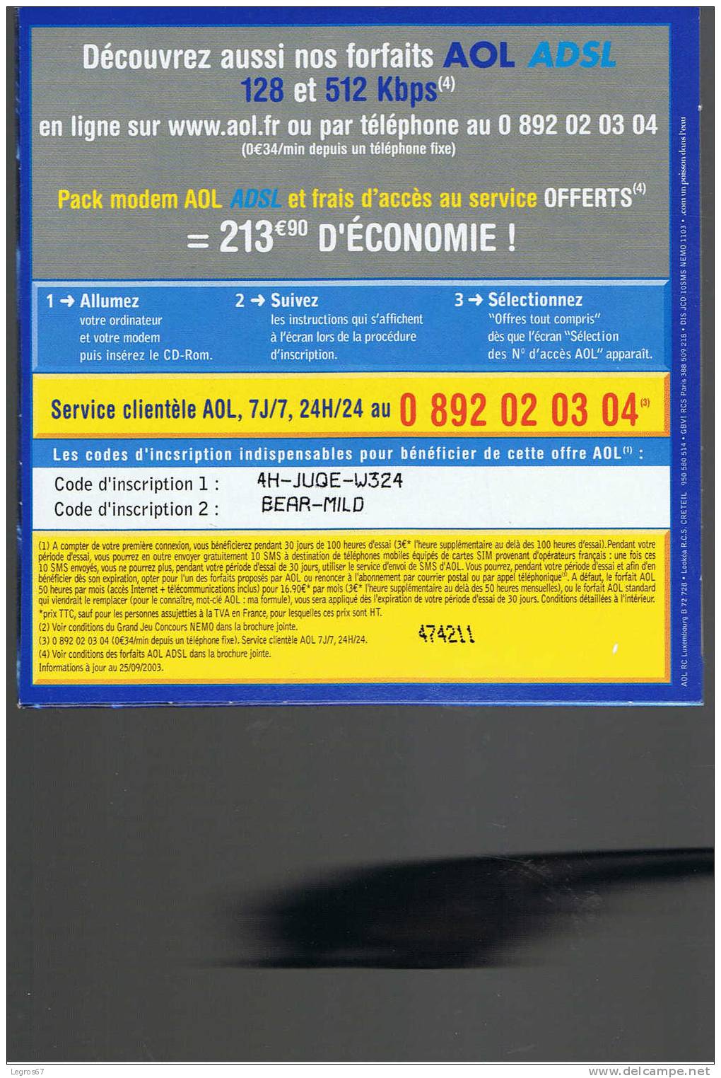 KIT INTERNET AOL 100 HEURES - NEMO - BEAR-MILD - Internetanschluss-Sets