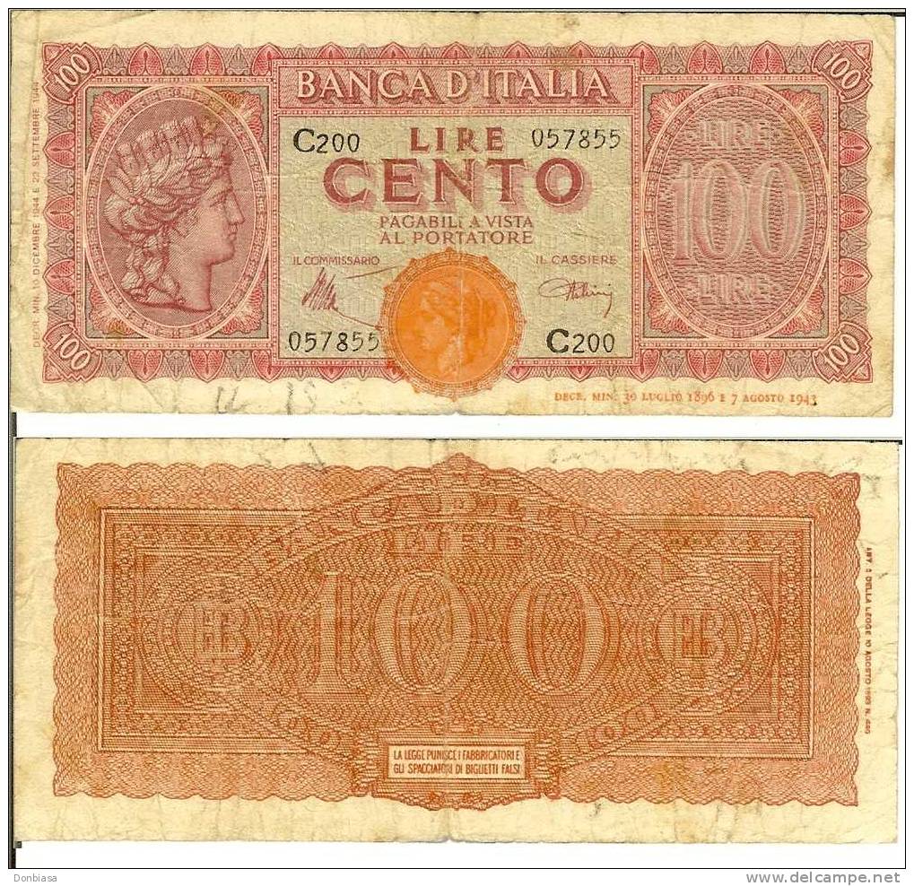 100 Lire Italia Turrita 10/12/1944 (Luogotenenza) - 100 Lire