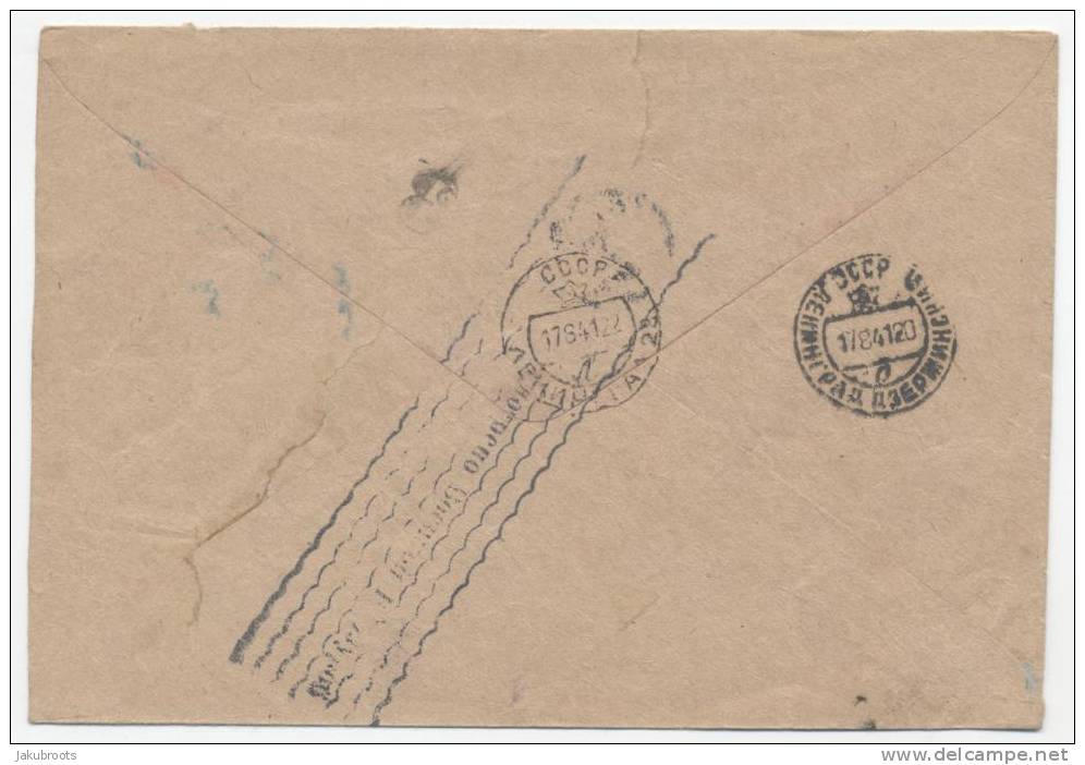 STAMPLESS  COVER  FROM  SOVIET  UNION  DATED 8.8.1941. CENSOR  MARK  ON  REVERSE - Covers & Documents