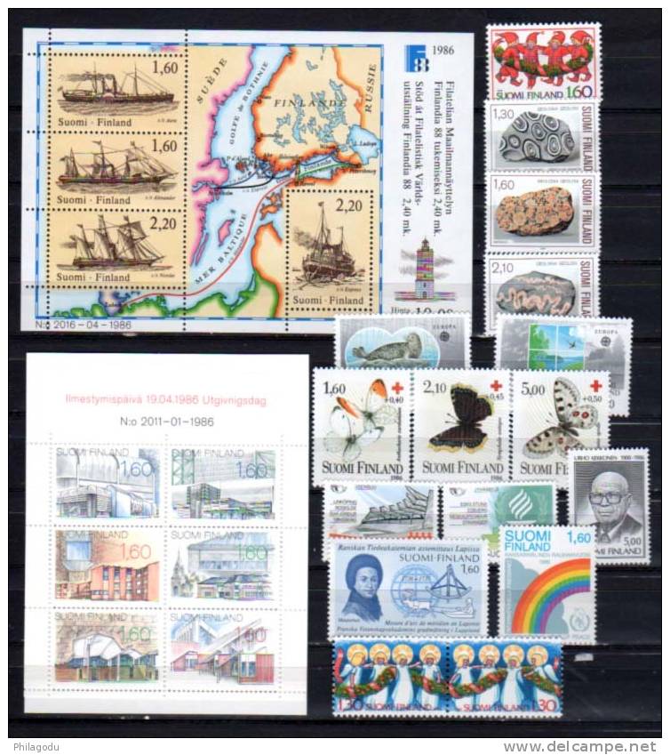 Finlande 1986, Année Complète, N° 946 / 972 Neuf Sans Charnière, Cote 55,55 €, - Unused Stamps