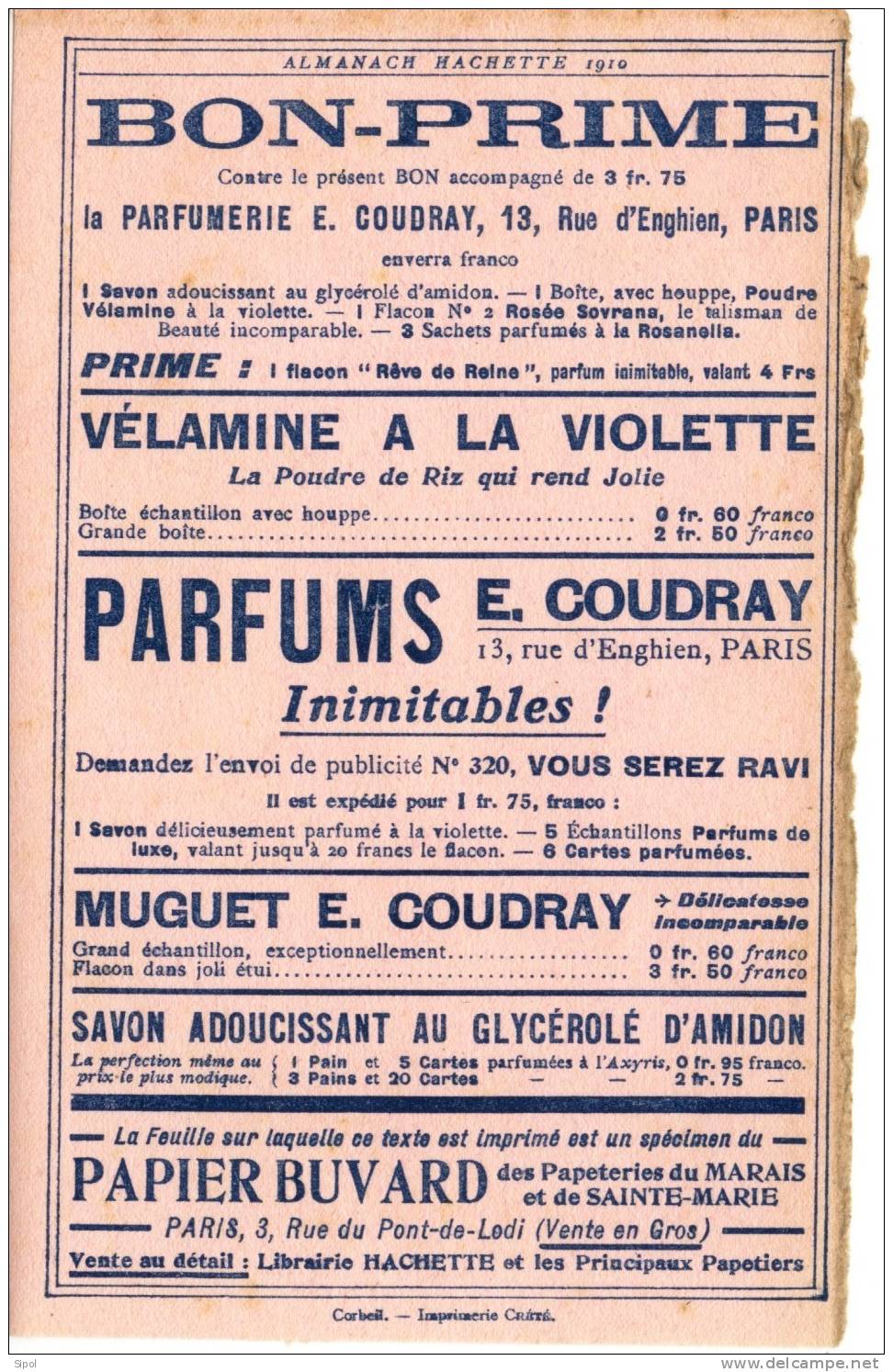 E. Coudray Parfums  Bon Prime Issu D Almanach Hachette - Parfum & Cosmetica