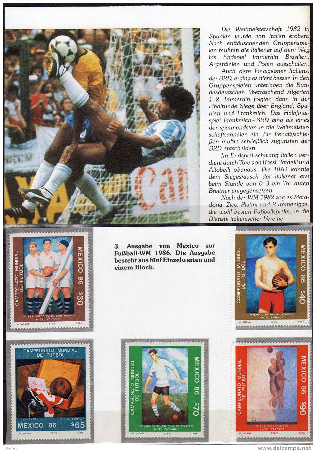 Gemälde Und Fussball WM 1986 In Mexiko 1985/9 Und Block 33 ** 19€ Art Painting Football Bloc Soccer Sheet Of Mexico - 1986 – Messico