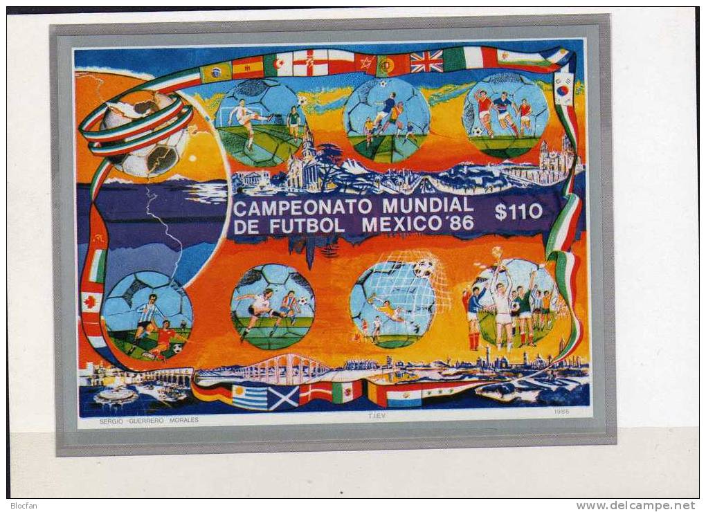 Gemälde Und Fussball WM 1986 In Mexiko 1985/9 Und Block 33 ** 19€ Art Painting Football Bloc Soccer Sheet Of Mexico - 1986 – Mexique