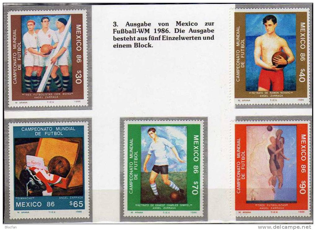 Gemälde Und Fussball WM 1986 In Mexiko 1985/9 Und Block 33 ** 19€ Art Painting Football Bloc Soccer Sheet Of Mexico - 1986 – México