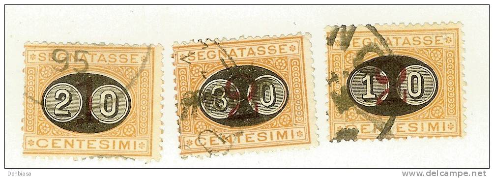 Regno 1890-91 Segnatasse Del 1870 (n.3-4) Soprastampati Con Nuovo Valore. Detti "mascherine". - Postage Due