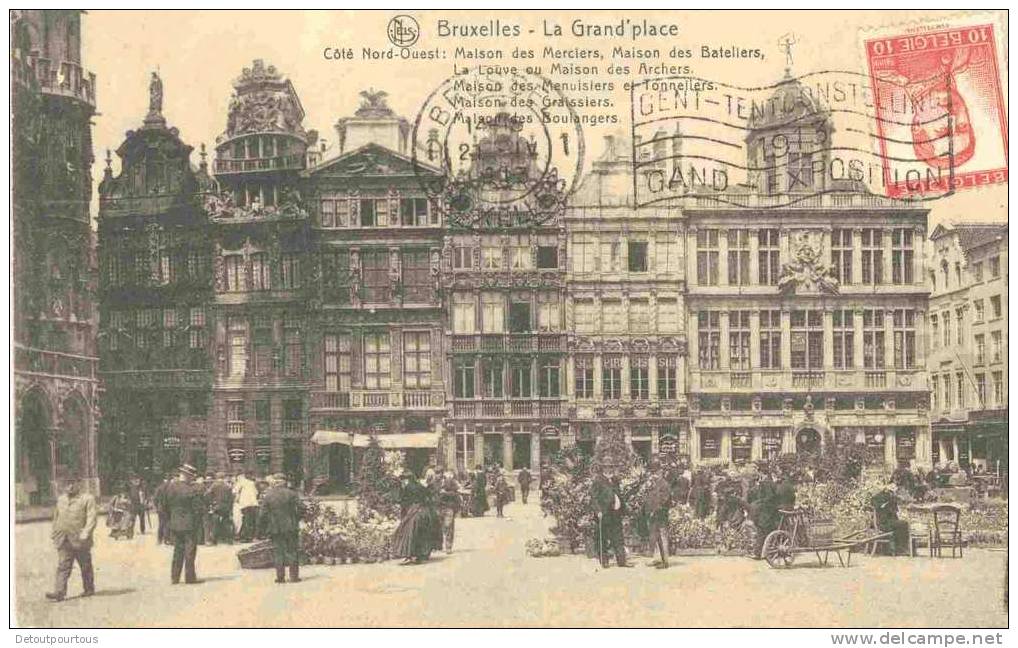 BRUXELLES BRUSSEL : 1913 Grand Place Maison Des Merciers Bateliers Menuisiers Tonneliers Graissiers Boulangers La Louve - Markets