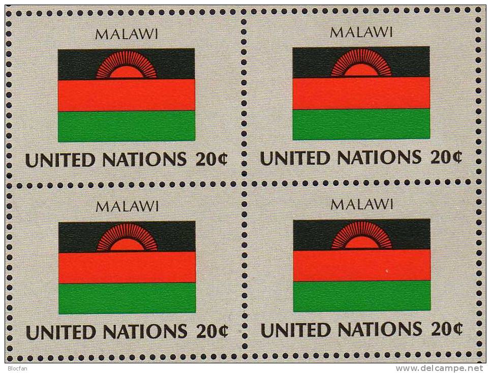 Malawi UN-Flaggen IV 1983 MALAWI New York 426+ 4-Block + Kleinbogen ** 7€ - Malawi (1964-...)