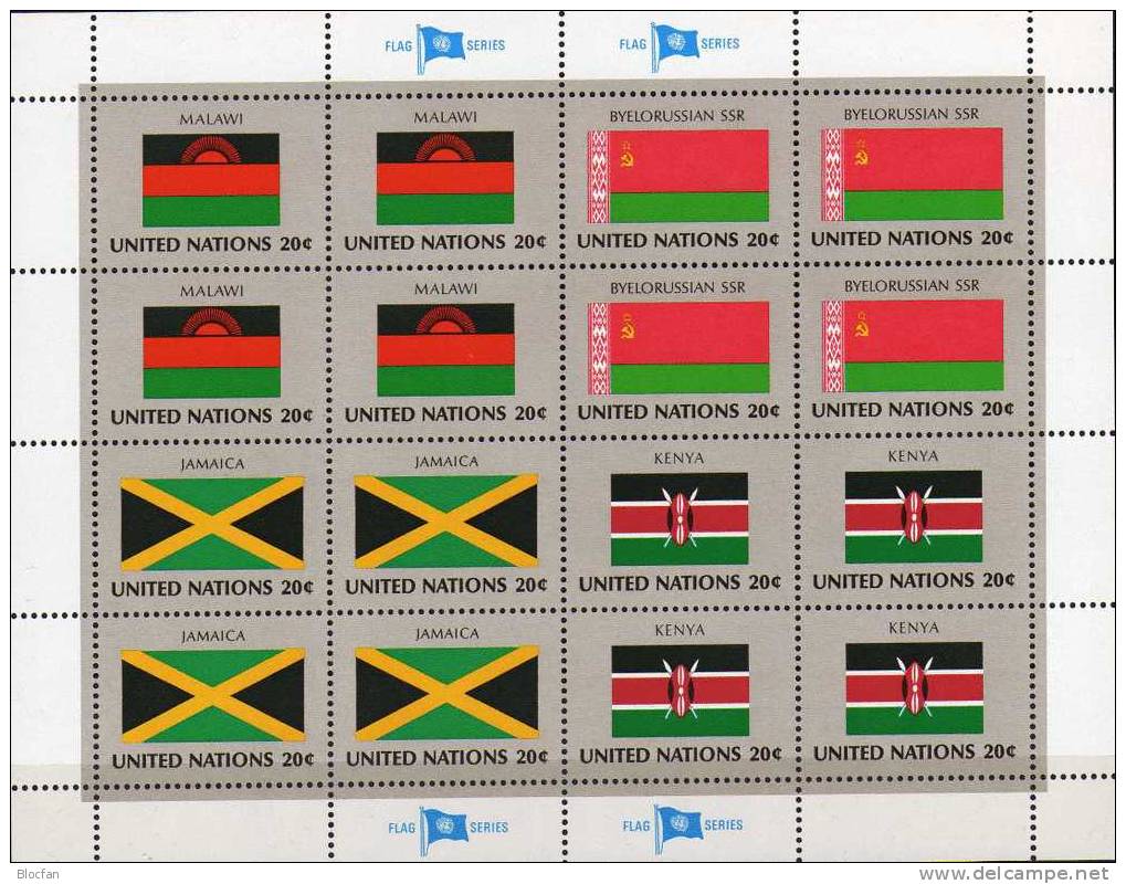 Jameika UN-Flaggen IV 1983 JAMAICA New York 428+ 4-Block + Kleinbogen ** 7€ - Jamaique (1962-...)