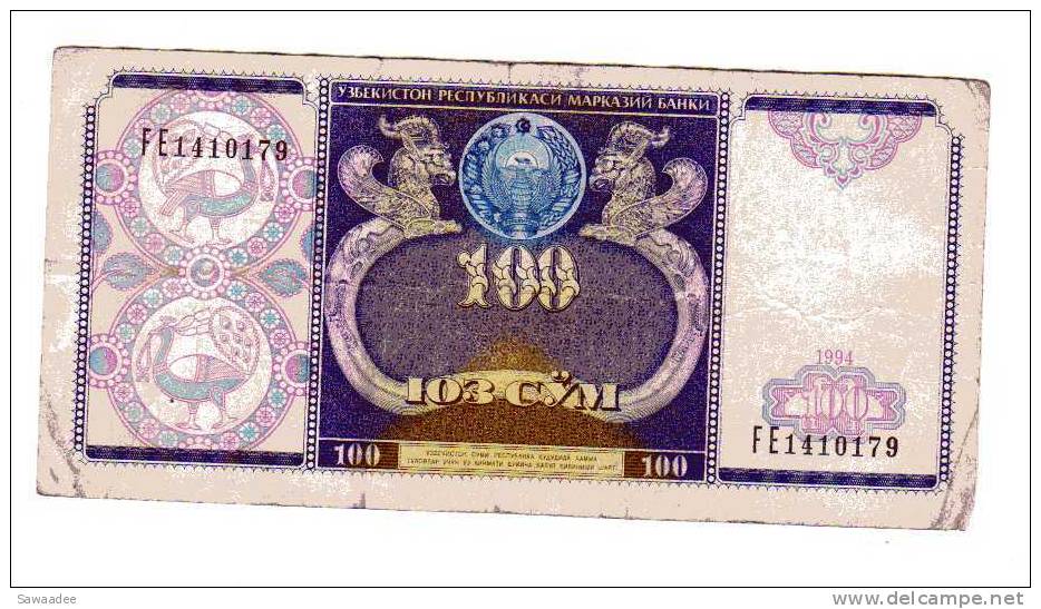 BILLET OUZBEKISTAN - P.79 - 100 SUM - 1994 - OBJETS DECORATIFS - BATIMENT TASHKENT - Oezbekistan