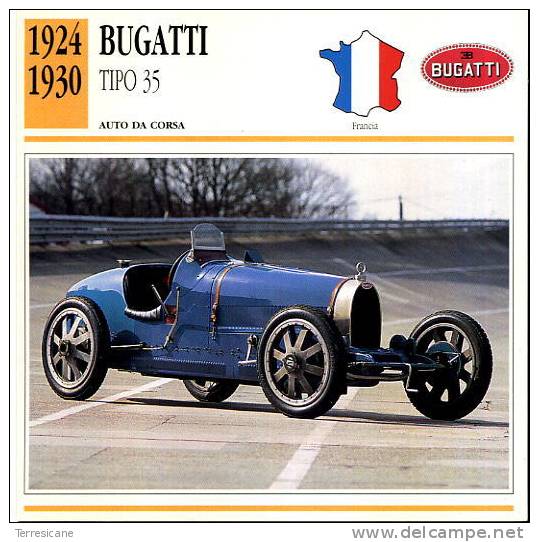 CARS CARD FICHE TECNICO STORICA BUGATTI TIPO 35 - Cars