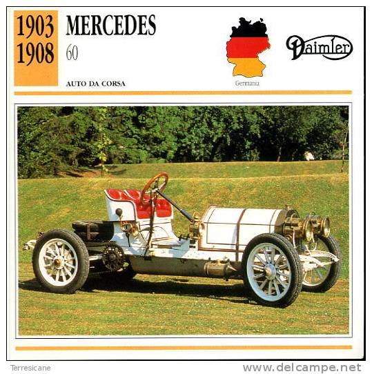 CARS CARD FICHE TECNICO STORICA  MERCEDES 60 - Cars