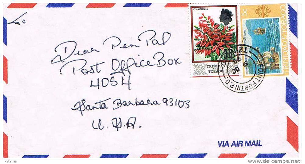 Carta, Aerea, POINT FORTINNP.O . 1979 , ( Trinidad Y Tobago),cover, Lettre, Letter - Trinidad En Tobago (1962-...)