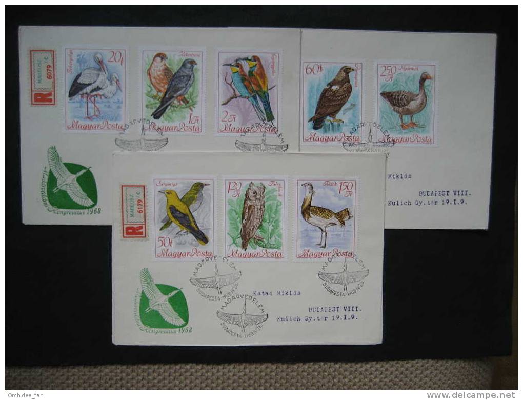 Ungarn 1968, Kongress Des Int. Ornithologischen Rates Für Vogelschutz Mi 2398A-2405A FDC`s - Konvolute & Serien