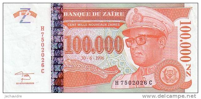 ZAÏRE   100 000 Nouveaux Zaïres   Daté Du 30-06-1996   Pick 76     ***** BILLET  NEUF ***** - Zaire