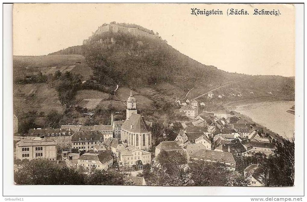 KÖNIGSTEIN   -   * AUSSICHT Mit KIRCHE *   -   Verlag : K.L.K     Nr : Ohne - Königstein (Sächs. Schw.)