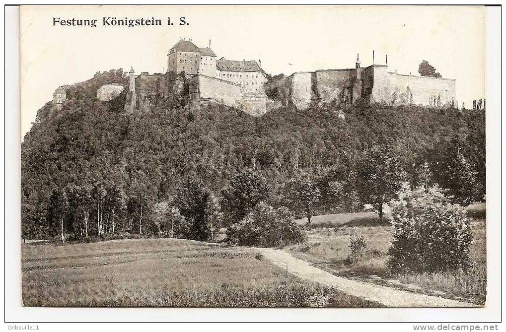 KÖNIGSTEIN   -   * AUSSICHT Mit Festung *    -   Verlag : Karl LIEBNER Aus .Königstein      Nr : Ohne - Königstein (Sächs. Schw.)