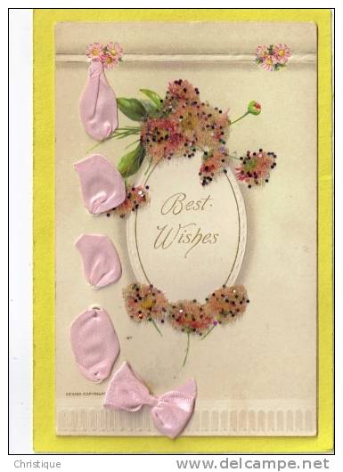 Winsch, Best Wishes With Satin Ribbon And Beads  1910s - Winsch