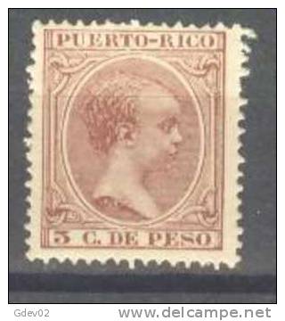 PR94-L3543.España.Spain.E Spagne.ALFONSO  Xlll .PUERTO RICO ESPAÑOL.1891/2.(Ed 94*) Sin Charnela.  LUJO - Puerto Rico