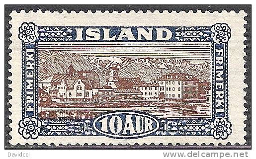 R542.-.ICELAND / ISLANDIA .-. 1925 .  - VIEW OF REYKJAVIK   . SCOTT # : 145  .-. MNG .-. - Neufs