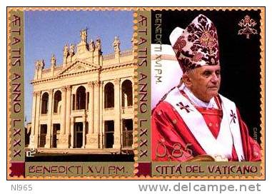 CITTA' DEL VATICANO - VATIKAN STATE - ANNO 2007 - 80° COMPLEANNO DI PAPA BENEDETTO XVI  - ** MNH - Nuevos