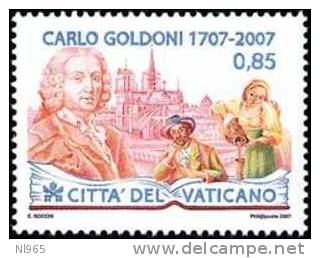 CITTA' DEL VATICANO - VATIKAN STATE - ANNO 2007 - ANNIVERSARIO NASCITA DI GOLDONI  - ** MNH - Unused Stamps