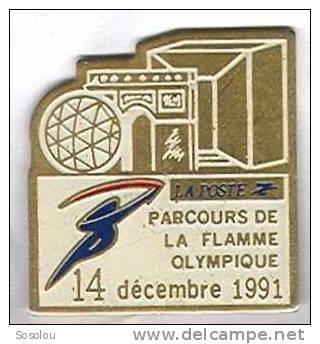 La Poste, Parcours De La Flamme Olympique 14 Décembre 1991 - Mail Services