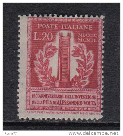 SS2072 - REPUBBLICA , Volta 20 Lire Filigrana CS Dentellato 13 1/4x13 3/4 *** - Abarten Und Kuriositäten