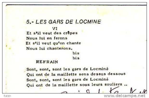 56 Locminé  Chanson Folklore  Les Gars De Locminé TBE - Locmine