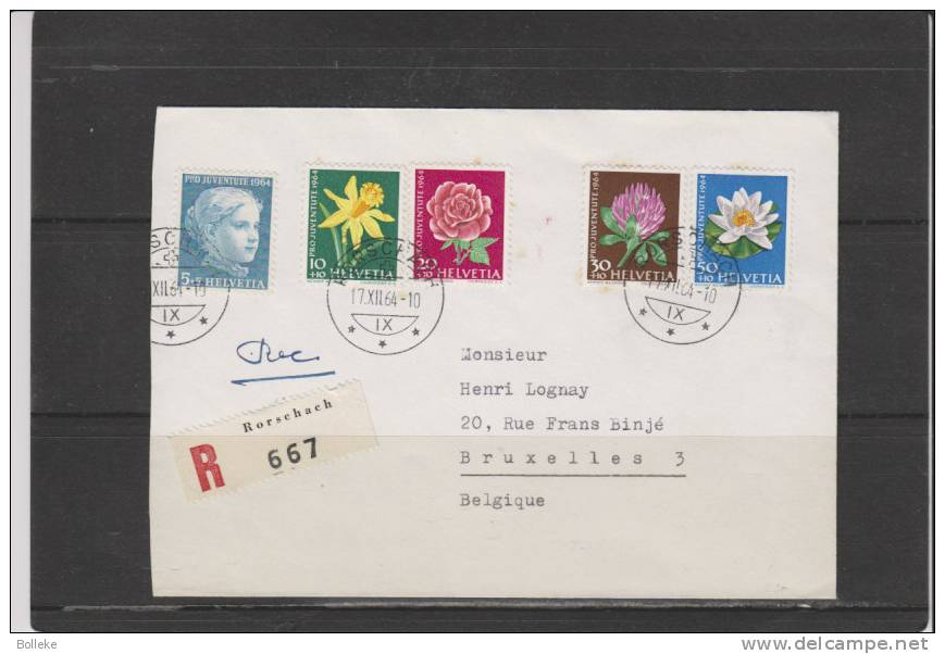 Fleurs  -  Roses  -  Suisse  -  Lettre Recommandée De 1964  -  Série Pro Juventute - Roses