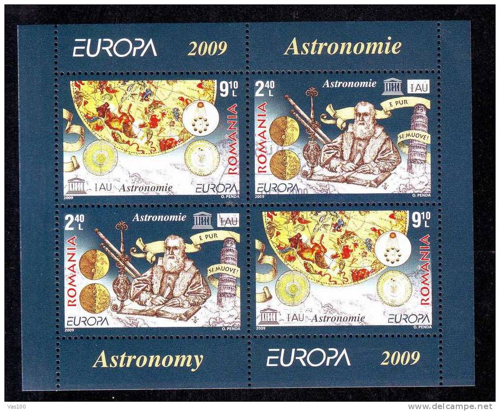 Romania 2009 Astronomy, EUROPA CEPT VFU, Minisheet  4 Stamp . - Astronomie