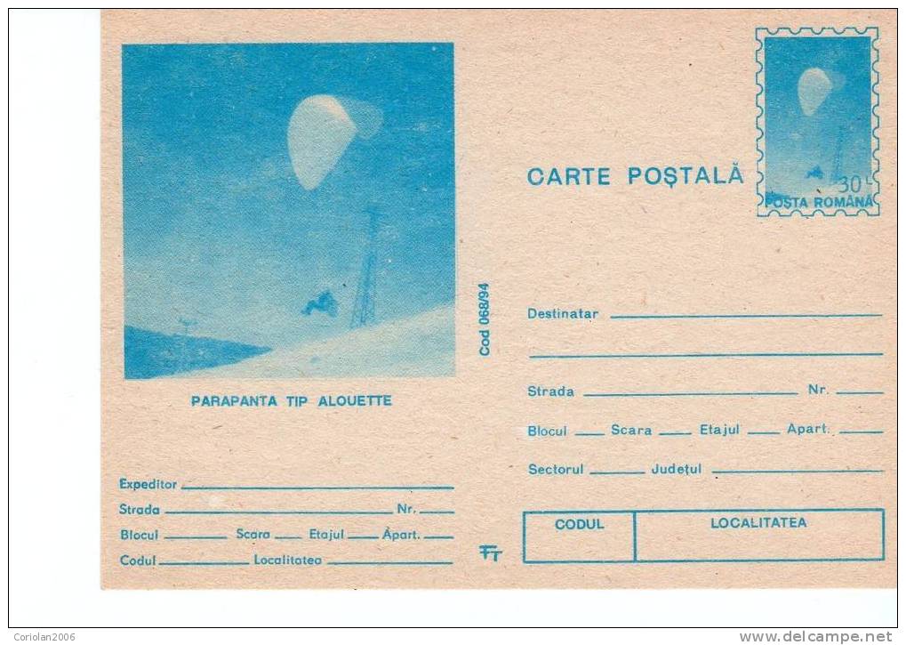 Romania / Postal Stationery / Alouette Parap. - Other (Air)