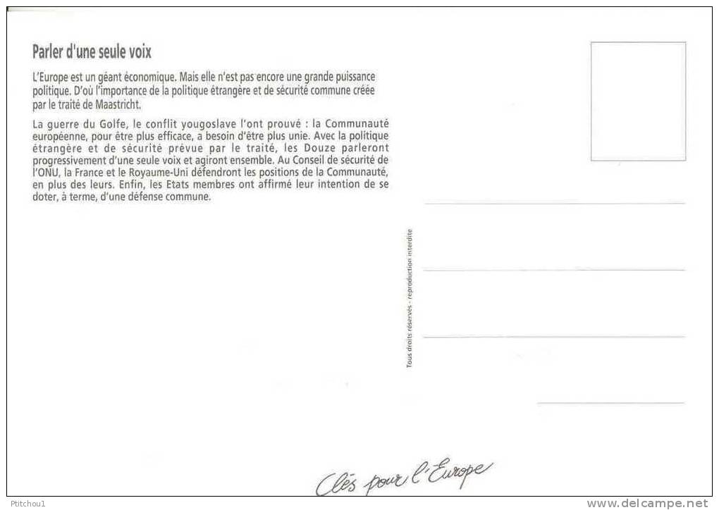 Clés Pour L\\'Europe PARLER D'UNE SEULE VOIX Carte Illustrée Par  SERGUEI 1992 - Events