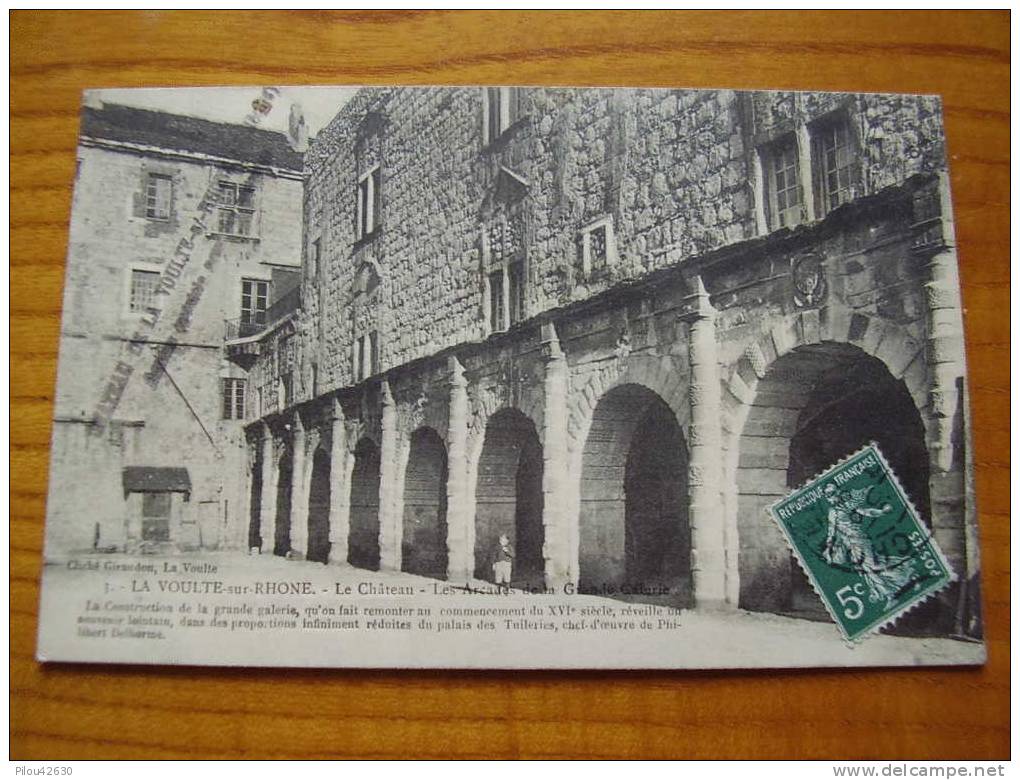 Cachet Sur 2 Lignes Château De La Voulte Sur Rhône... Sur Carte Grande Galerie  Dans L´Ardèche . 2 Scans . Chomérac 1912 - La Voulte-sur-Rhône