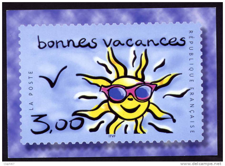 CP Pseudoentier Neuf Bonnes Vacances : Soleil - Official Stationery