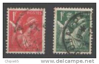 LOT DE 2 IRIS OBLITEREES N°432 ET 433 - 1939-44 Iris