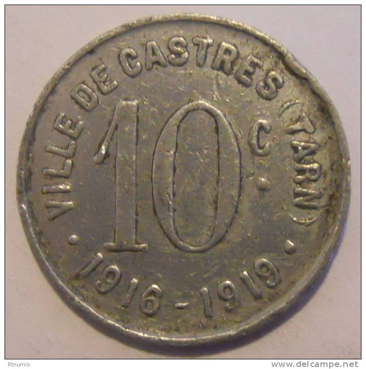 Castres 81 ville 10 centimes 1916-1919 Elie 10.2