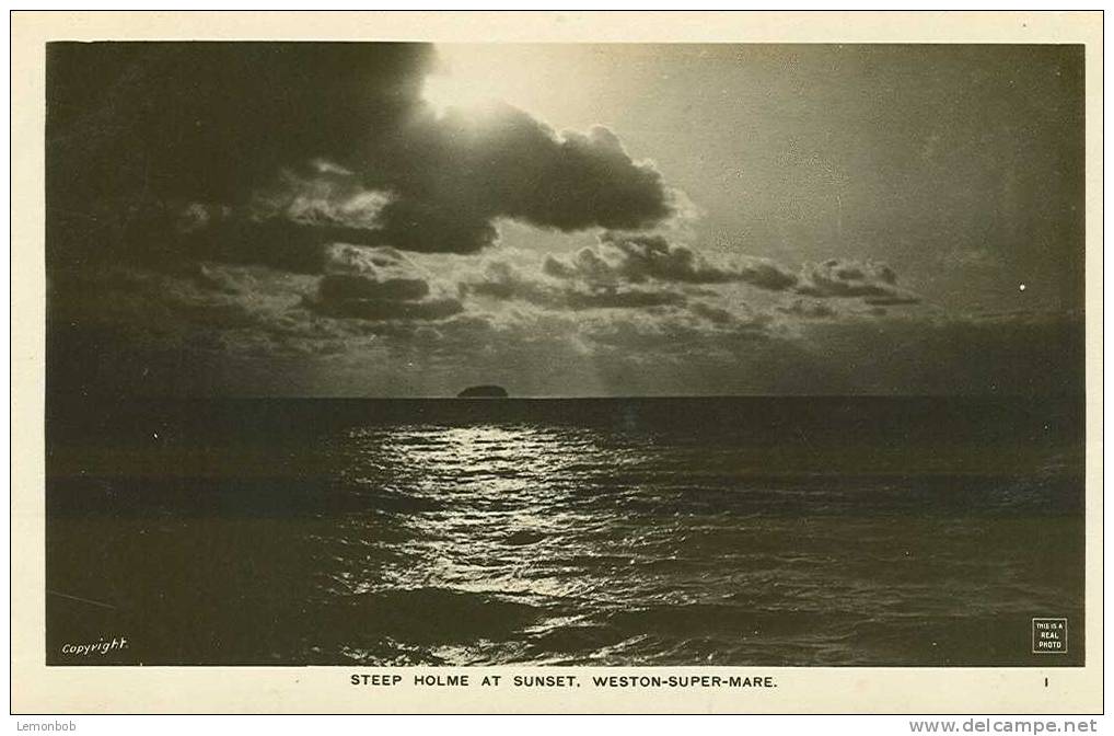 Britain United Kingdom - Steep Holme At Sunset, Weston-Super-Mare Old Postcard [P807] - Weston-Super-Mare