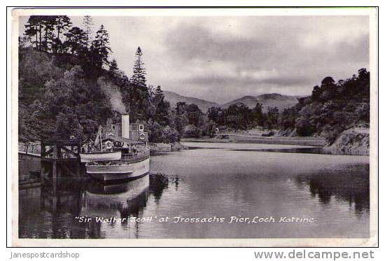 "Sir Walter Scott" SHIP With Steam Up - At Trossachs Pier L.Katrine - REAL PHOTO PCd - ARGYLL - Scotland - Argyllshire