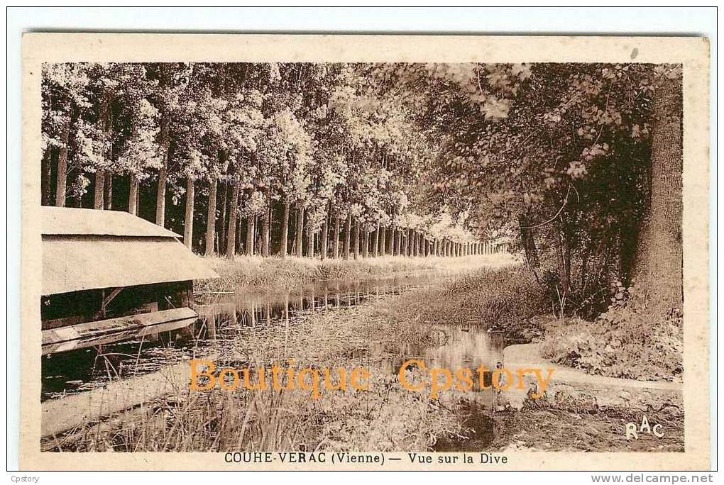 86 - COUHE VERAC - Lavoir Et Vue Sur La Dive - Dos Scané - Couhe