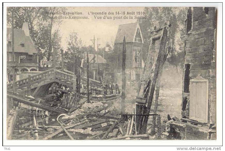 12615 - Exposition De Bruxelles - Incendie Des 14-15 Août 1910 - Vue D'un Pont De La Senne - Rampen