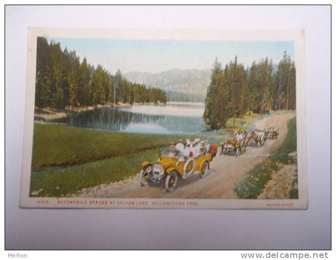 US -WY- Yellowstone Park - Automobile Stages At Sylvan Lake  -  Ca  1910-20's - VF  -  D64647 - Yellowstone