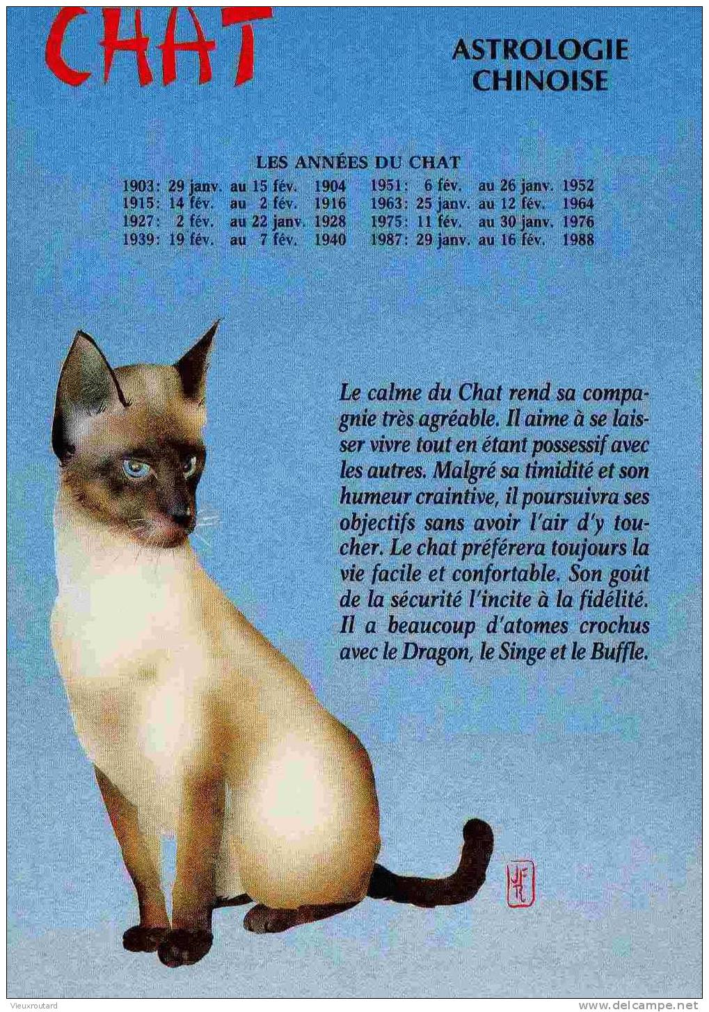 CPSM. ASTROLOGIE CHINOISE. CHAT. ... - Astrologie