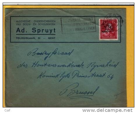 724N (-10% Locale Opdruk) Op Brief Met Stempel GENT  (VK) - 1946 -10%