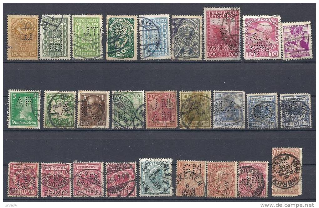 LOT 27 TIMBRES PERFORÉS ANCIENS- PERFINS- EUROPE- AUTRICHE- ALLEMAGNE- BELGIQUE- SCAN RECTO-VERSO- - Perforiert/Gezähnt