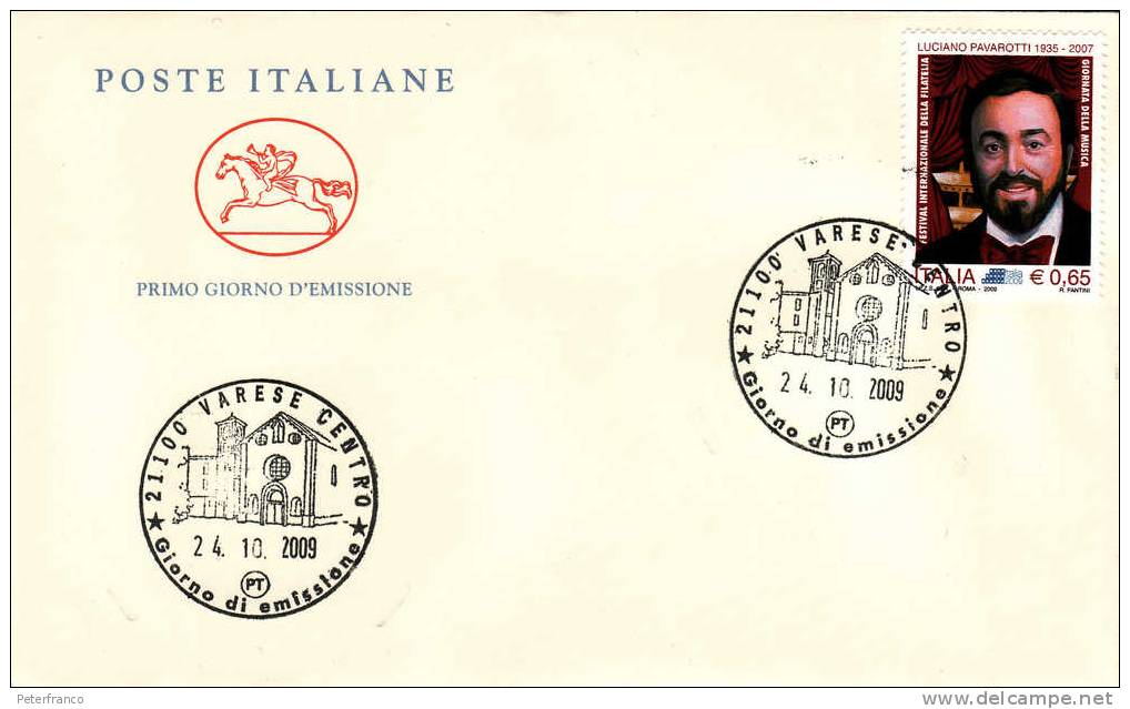 2009 Italia - Luciano Pavarotti - Big Luciano - FDC - Chanteurs