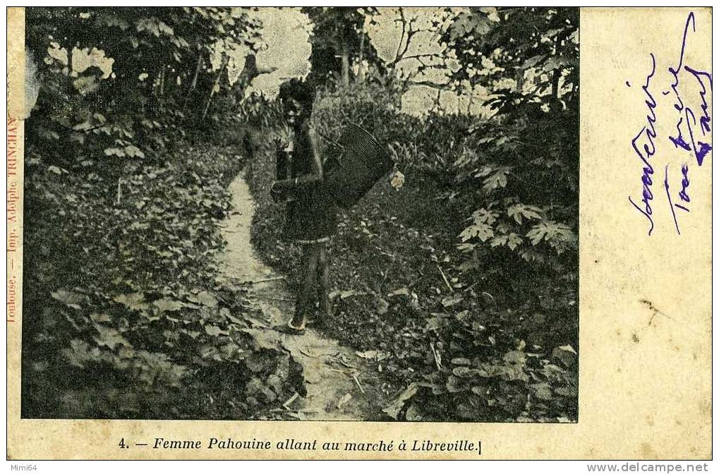 CONGO FRANCAIS .  LIBERIA . FEMME PAHOUINE ALLANT AU MARCHE A LIBREVILLE . - Autres & Non Classés