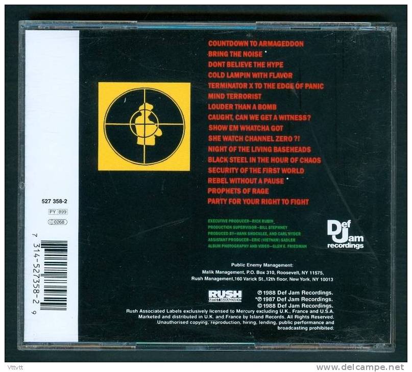 Rap, Hip Hop : PUBLIC ENEMY "It Takes A Nation Of Millions To Hold Us Back" (1987-1988) 16 Titres, DefJam - Rap & Hip Hop