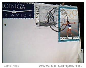 POLONIA POLSKA AVION AIR MAIL 2 COMMEMORATIVI BARCA VELA E SPORT OLIMPIADI VB1969 CH1011 - Lettres & Documents