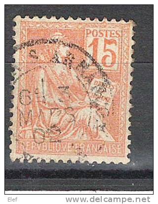 France, Type MOUCHON, Yvert N° 117 ,15 C Orange Obl Cachet De BRINON S ARMANCON ? Yonne Du 3 Mars 1902; TB - 1900-02 Mouchon