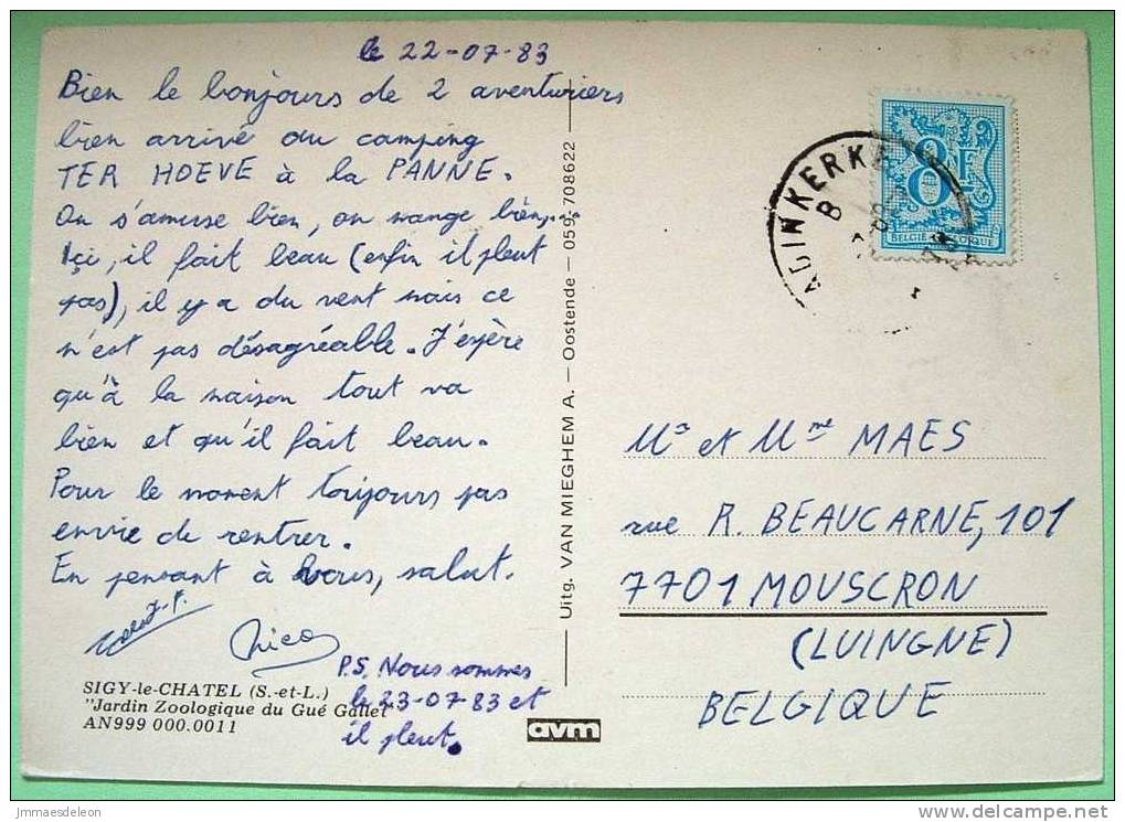 Belgium 1983 Illustrated Postcard, Chimpanzee, Sent To Belgium - Monkeys Joke Funny Card Drink - Cartas & Documentos